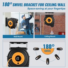 Retractable Extension Cord Reel Power Cord Reel 50FT 14AWG/3C SJTOW