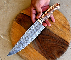 Custom HandMade Damascus Steel Chef Knife Hand Forged Blade PineCone Handle 2795