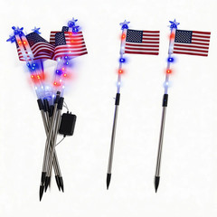 8Pcs Solar American LED Flag Stake Lights Set for 4th of July Garden Yard Decor
