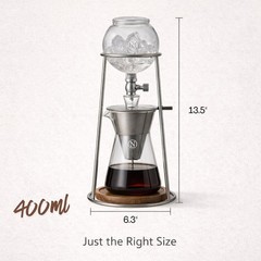Iced Coffee Cold Brew Drip Coffee Maker Stainless Steal 400mL Borosilicate Glass