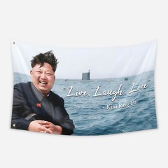 Kim Jong Un Live Laugh Love Banner Flag 3x5Feet College Dorm Decor Wall Tapestry