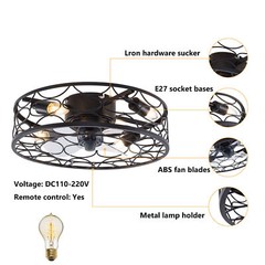 18.5″ Flush Mount Ceiling Fan with Light Pendant Lamp With Remote Control 60W