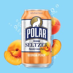 Polar Seltzer Water Georgia Peach, 12 fl oz cans, 18 12 Fl Oz (Pack of 18)