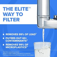 Brita Faucet Mount Water Filter System Chrome, No-Wait Filtration, Easy Install