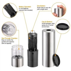 2pcs Electric Salt Pepper Grinder Mill Shakers Set Adjustable Stainless Steel