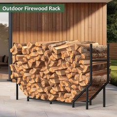 4.6FT Metal Log Holder for Fireplace Heavy Duty Firewood Rack for Indoor Outdoor
