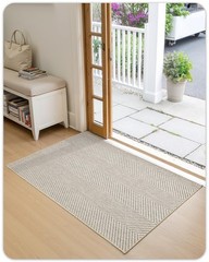Extremely White Beige Ultra Thin Indoor Door Mat 24″x36″, Machine Washable Fr…
