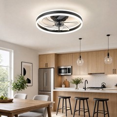 20″ Modern LED Ceiling Fan Lights Flush Mount Light kit With APP Remote Control