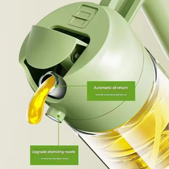 2-in-1 Oil Dispenser & Sprayer 16oz Glass Bottle Food-grade For Kitchen & BBQ