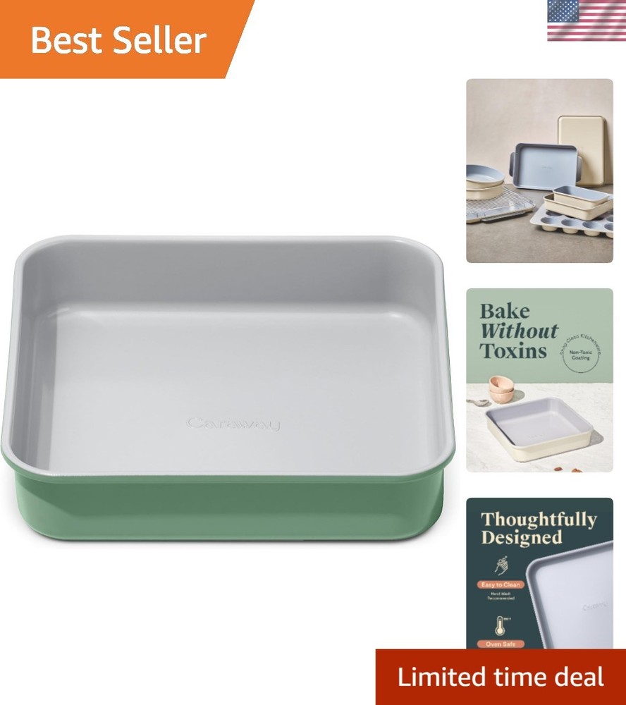 Non-Stick Ceramic 9” Square Pan – Naturally Slick Ceramic Coating – Non-Toxic…
