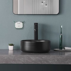 Black Ceramic Sink Bathroom Sink Basin Bowl Countertop Vessel With Pop up Drain