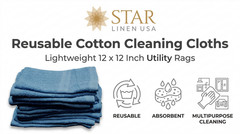 12×12 Blue 100% Cotton Washcloth Rags Multi Purpose Reusable Cleaning Cloths