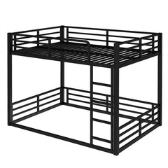 Metal Bunk Bed,Full XL over Full XL Floor Bunk Bed Frame for Kids Teens Adults
