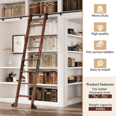 10FT Rolling Library Ladder Hardware Kit,350Lb Capacity,Telescopic Hook & Bottom