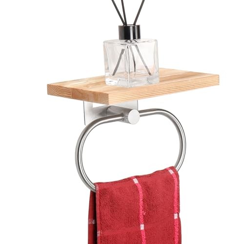 Hand Towel Holder for Bathroom Wall Mount 7.88 Inch with Shelf Brushed Nickel