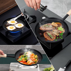 8″ Frying Pan Skillet Crepe Pan Nonstick Aluminum With Wooden Handle Camping