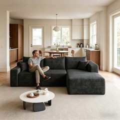 95″ Boneless Couch Right Chaise L Shape Sectional Cloud Sofa Set for Living Room