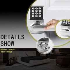 Keypad Door Lock with Handle-Keyless Entry Door Lock -Brushed Nickel