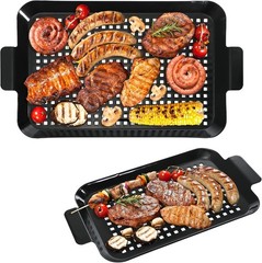 Ultimate BBQ Experience: 2-Pack Nonstick Grill Pans with Raised Handles & Design