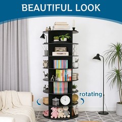 Rotating Shoe Rack Tower 7 Tier Organizer, Revolving 360 Black Shoe Rack Storage