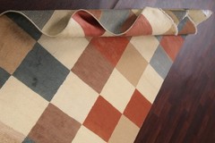Checkered Oriental Area Rug 4×6 Hand-knotted Wool Modern Style for Any Room