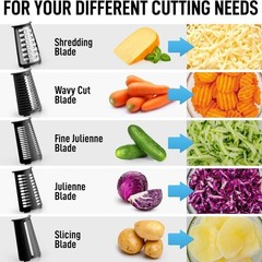 Manual Rotary Cheese Grater 5 Blade Shredder & Vegetable Slicer