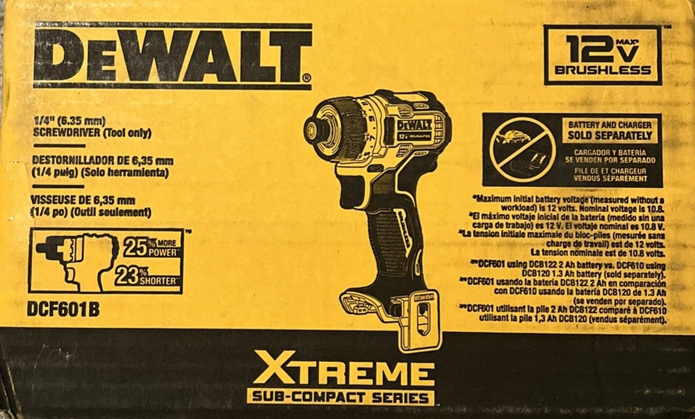 NEW Genuine DeWALT DCF601 Xtreme 12V Max 1/4″ Screwdriver (Bare Tool) FREE SHIP