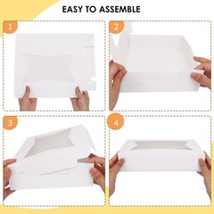 7pcs Cookie Boxes, 12x8x2.5 Inches White Bakery Boxes with 3 Style Window for…