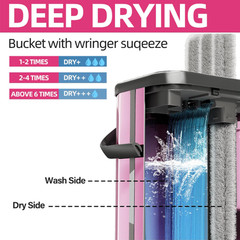 Flat Mop Bucket Set Separate Dirty Water Stainless Steel Bucket 2/4/6 Pads