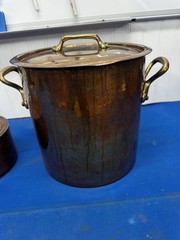 Williams Sonoma Mauviel Copper Stock Pot 12Qt & 2qt Sauce Pan Both With Lids!!