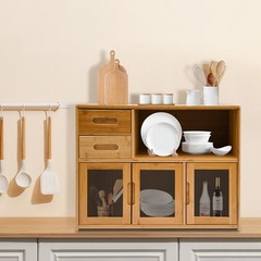 Home Wood Storage Cabinet Kitchen Storage Cabinet Floor Mount Pantry Cabinet