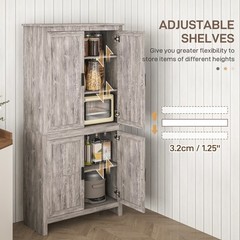 64″ 4-Door Freestanding Kitchen Pantry Cabinet with 5-Tier Shelves,Refurbised