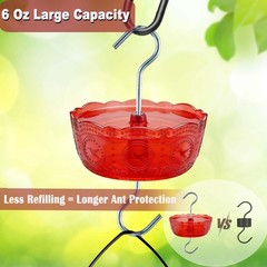 Moinmoly Ant Moat for Hummingbird Feeders 6 OZ, 4 Pack, Red Vintage Ant Guard…