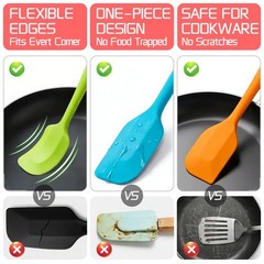 Kodreat 5 Pieces Silicone Spatula Set BPA Free Non Stick Rubber 5, Multicolor