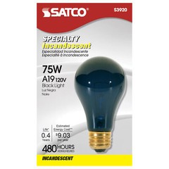 BLACK LIGHT 75 Watt 120V Standard Household Light Bulb A19 Medium E26 Base 75A19