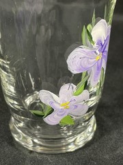 Set Of 3 Hand Painted Glasses African Violets Hand Wash Only 3 Inches Tall
