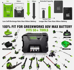 For Greenworks 80V Li-ion Battery 5.0Ah /8.0Ah PRO 80V GBA80200 GBA80600 2601302