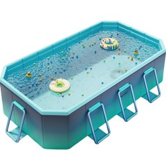 Foldable Pool, Non-Inflatable Kids’ and Adults’ Outdoor Swimming Pool, Large
