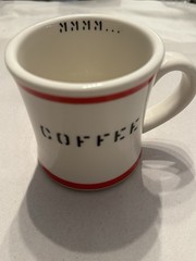Design Within Reach White Red Ceramic Coffee Mug, Novelty Text, 10onz, 1pc