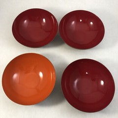 West Elm Enamel MCM Style Metal 4.25 in. Bowls Set 4 Red & Orange Dishes *As-Is*
