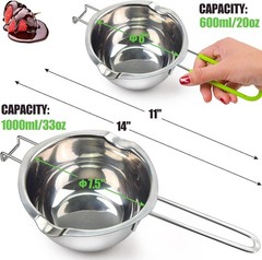 Double Boiler Pot Set for Melting Chocolate, Butter, Cheese, Caramel and Candy