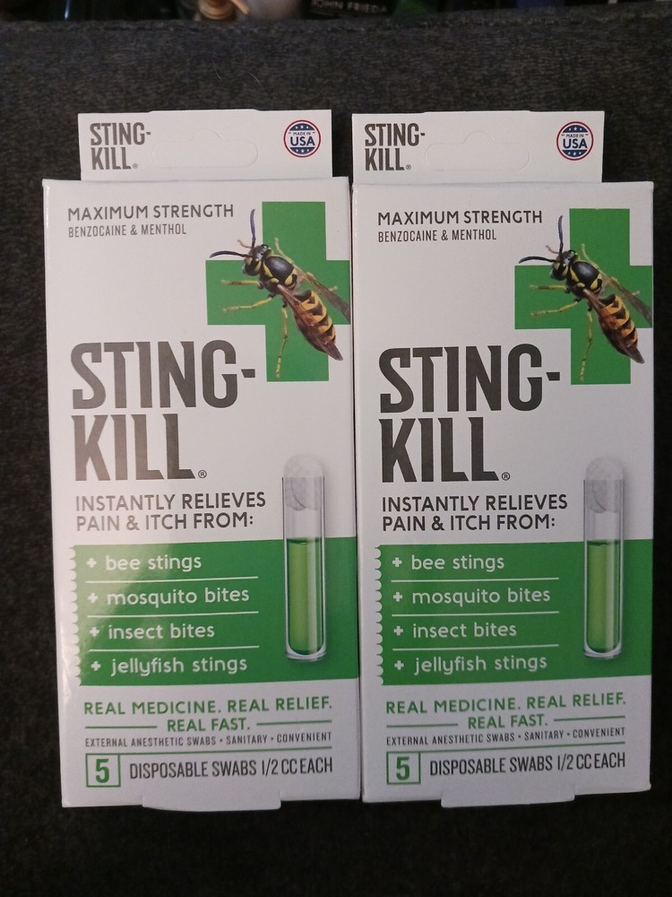 2 Sting Kill First Aid Anesthetic Swabs 5 ea (G5)
