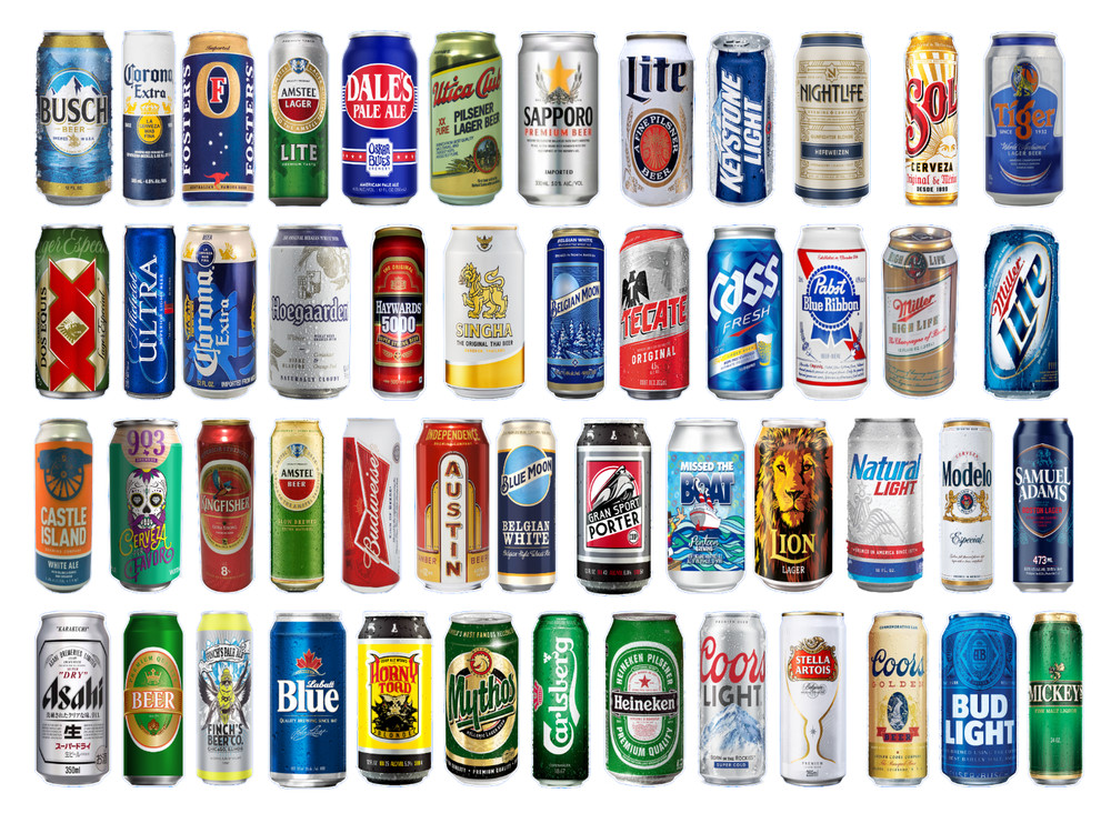 50 pcs “Beer Cans” Sticker Pack (3″ high each one)
