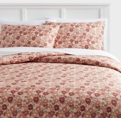 Full/Queen Printed Easy Care Duvet Cover and Sham Set Copper/Light Pink Floral