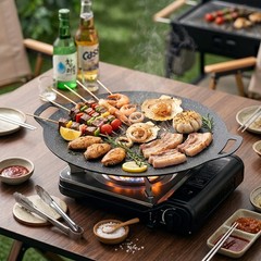Non-Stick Korean Cast Iron Grill Pan BBQ Griddle for Home Cooking