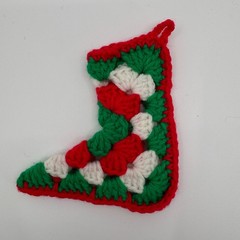 Vtg Handmade Crochet Christmas Ornaments LOT of 4 Santa Stocking Holiday Decor