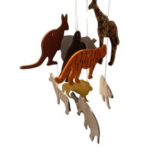 Zoo Animals Wind Chime Multicolor Ceramic Safari Mobile Vintage