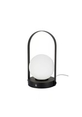 9.8 In. Black Contemporary Rechargeable 3CCT Integrated LED Globe Lamp with Hand