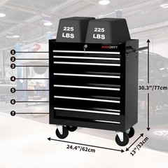 7-Drawer Rolling Tool Cart with Locking Mechanism & Wheels Mobile Tool Cabinet
