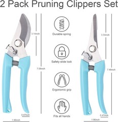 Garden Pruning Shears 2 Pack Gardening Shears Garden Scissors Stainless Steel Pr